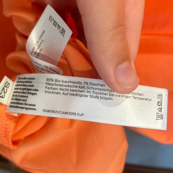 Eileen Fisher T Shirt Dress Womens Small Orange Organic Cotton Shift Mid Length - Picture 7 of 11